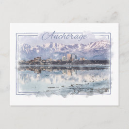 Anchorage Alaska Watercolor Postcard Vykort