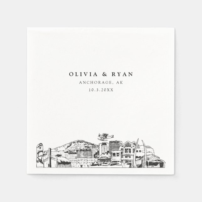 Anchorage Bröllop minimalistisk Papper Pappersservett (Framsidan)