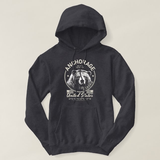 ANCHORAGE CITY ALASKA - BIG BLACK BAR HOODIE (Design framsida)