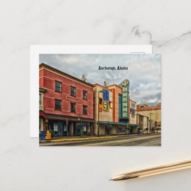 Anchorage Cityscape Vykort (Fram/Back In Situ)