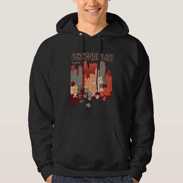 Anchorage In Alaska Travel Souvenir Hoodie (Framsida)