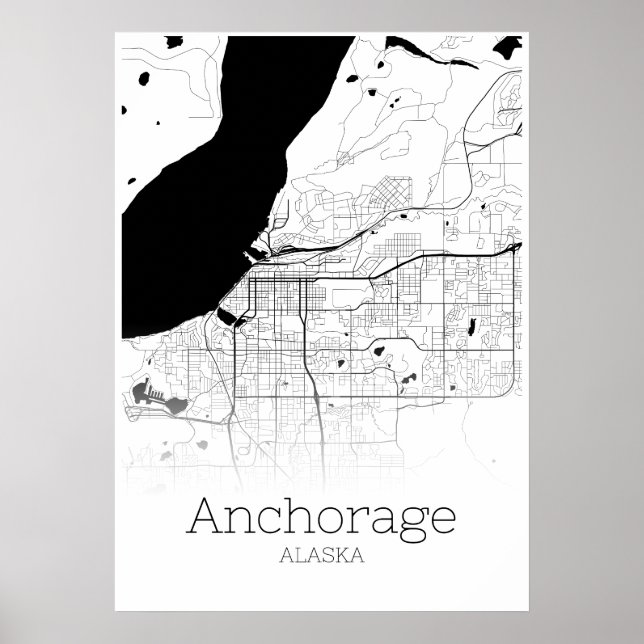 Anchorage Karta - Alaska - City Karta Poster (Framsidan)