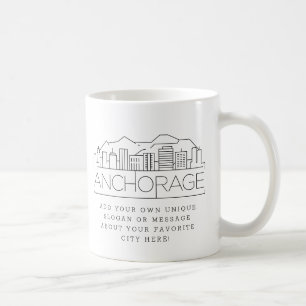 Anchorage Stylized Skyline Anpassningsbar Slogan Kaffemugg