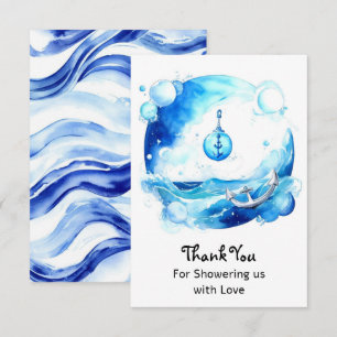 Anchored Kärlek Nautical Boy Baby Shower Tack Kort