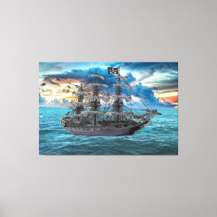 ANCHORED PIRAT-FRAKT VID SUNSET CANVASTRYCK