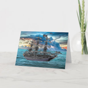 ANCHORED PIRAT FRAKT VID SUNSET KORT