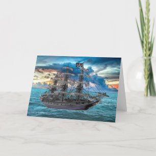 ANCHORED PIRAT FRAKT VID SUNSET KORT