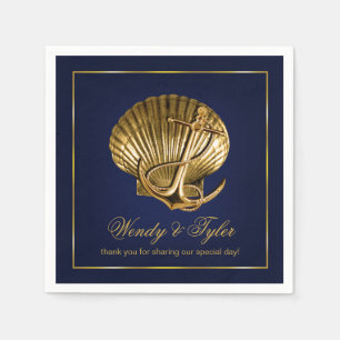 Anchored Seashell Nautical Cocktail Party flotta Pappersservett