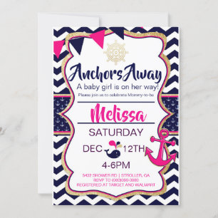 Anchors Away Baby Shower Inbjudan