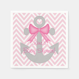 Anchors Away Girl Baby Shower Napkins Pappersservett