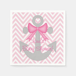 Anchors Away Girl Baby Shower Napkins Pappersservett