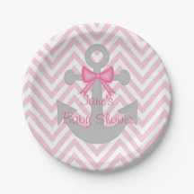 Anchors Away Girl Baby Shower Papper Tallrikar