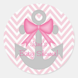 Anchors Away Girl Baby Shower Stickers Runt Klistermärke