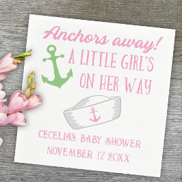 Anchors Away Girl Nautical Baby Shower Pappersservett