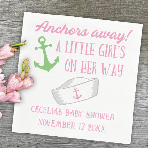 Anchors Away Girl Nautical Baby Shower Pappersservett
