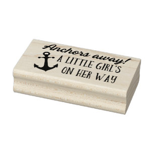 Anchors Away Girl Nautical Baby Shower Stämpel