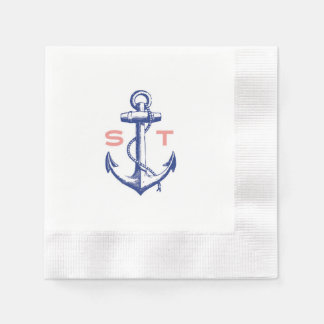Anchors Away monogram cocktail napkin Pappersservett