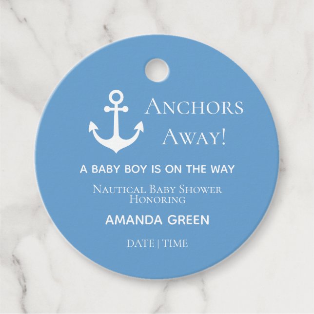 Anchors Away Nautical Blue Gåvor Etiketter (Framsida)