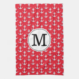 Anchors Away! Red Anpassningsbar Monogrammed Golf  Kökshandduk