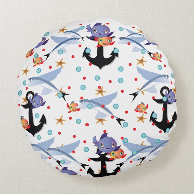 Anchors Away Rund Kudde (Baksidan)