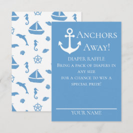 Anchors Away Sailcraft Blue Diaper Raffle Baby Tilläggskort