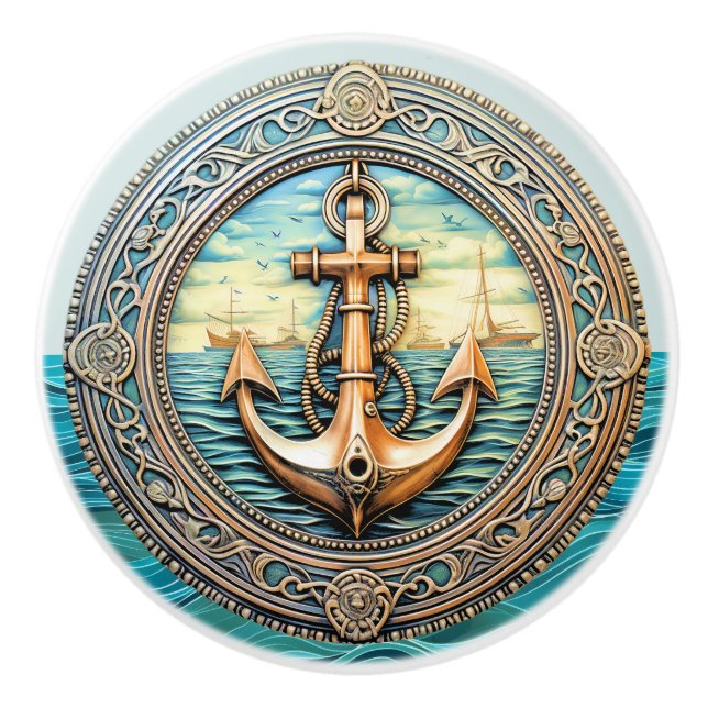 Anchors Aweigh Ceramic Knob Knopp (Framsidan)