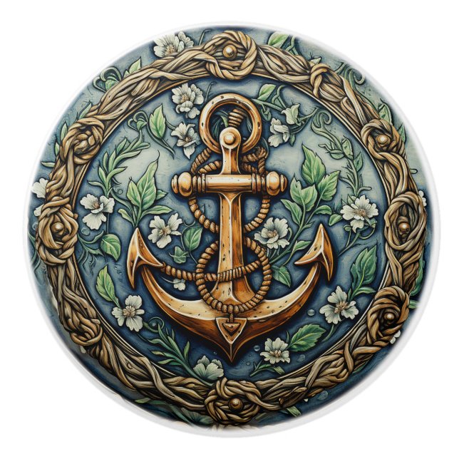 Anchors Aweigh Ceramic Knob Knopp (Framsidan)