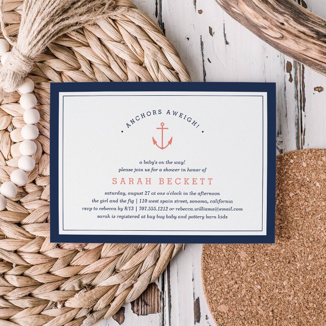 Anchors Aweigh | Inbjudan till nautisk babydusch (Skapare uppladdad)