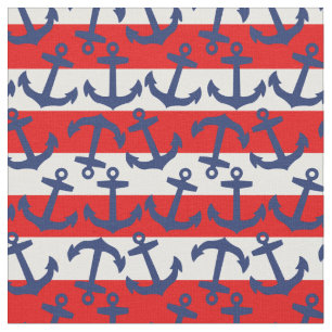 Anchors Aweigh, Nautical Rand Fabric Tyg