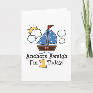 Anchors Aweigh Sailboat 1:a födelsedagsinbjudan Inbjudan