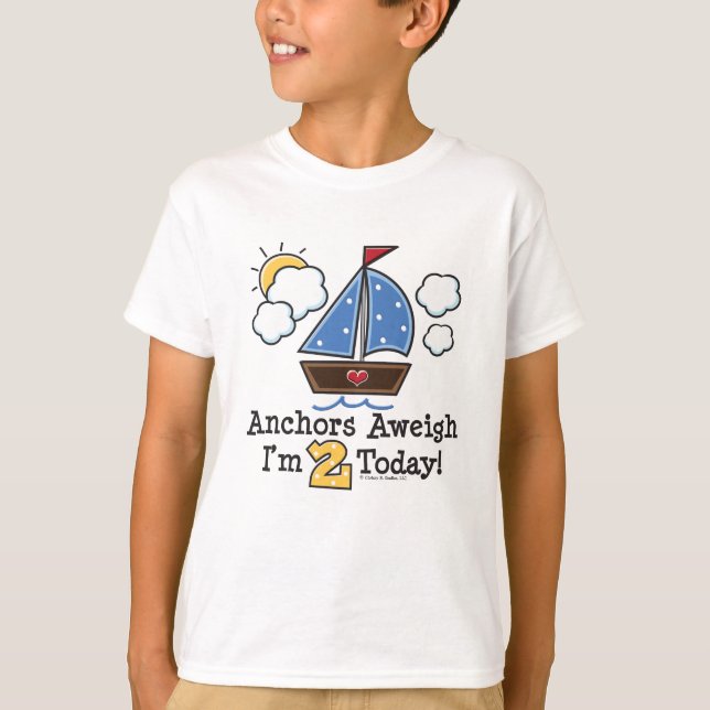 Anchors Aweigh Sailboat 2:a födelsedagen T-shirt (Framsida)