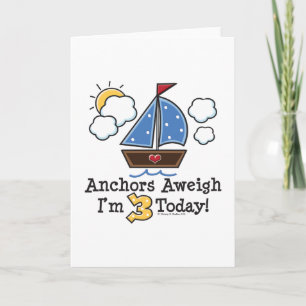 Anchors Aweigh Sailboat 3:e födelsedagsinbjudan Inbjudan