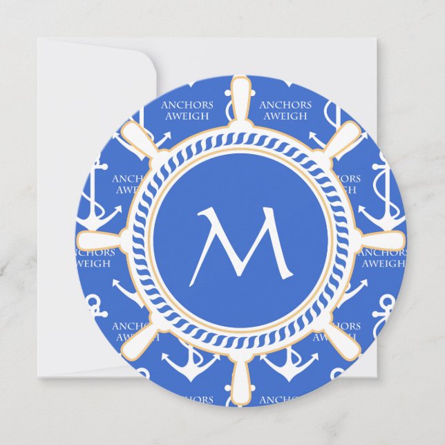 Anchors Aweigh Sailing Theme Coastal Mönster Inbjudningar (Framsida)