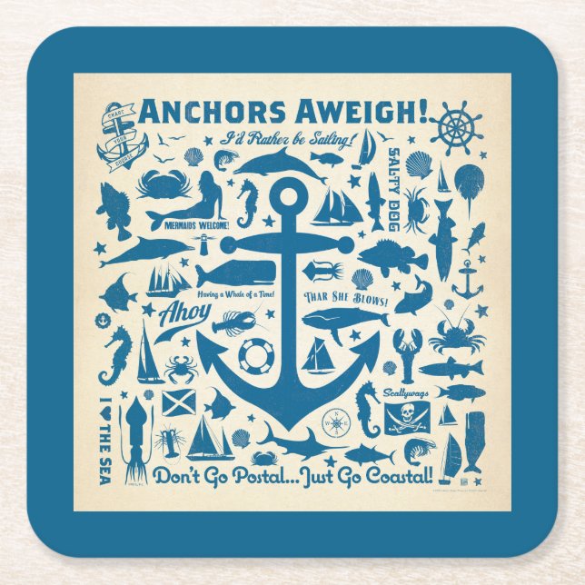 Anchors Aweigh! Underlägg Papper Kvadrat (Framsidan)
