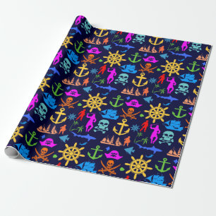 Anchors, Helms, Pirater. Colorful Nautical Mönster Presentpapper