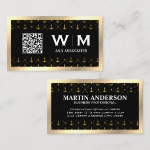 Anchors Mönster Guld Gräns Monogram Visitkort