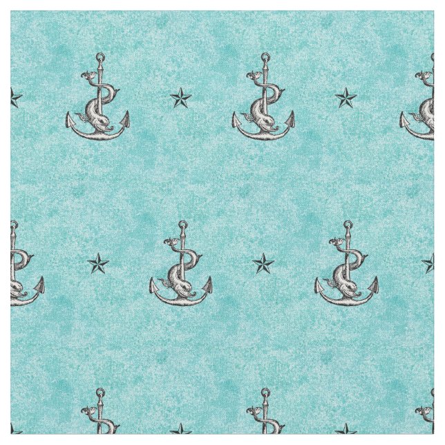 Anchors och Stars Mönster - Festina Lente Tyg (Närbild)