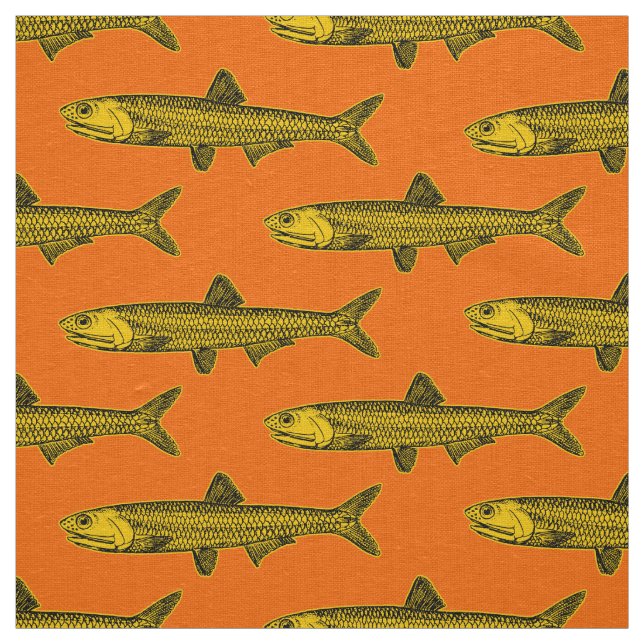 Anchovy Mönster - Amber, Black och Orange Tyg (Prov)