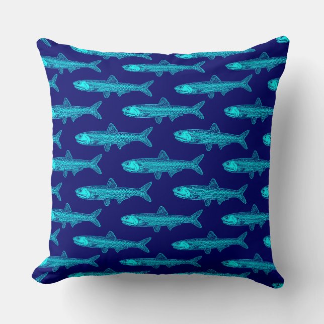 Anchovy Mönster - Cyan- och djuphavssjön Kudde (Framsida)
