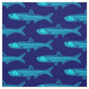 Anchovy Mönster - Cyan- och djuphavssjön Tyg