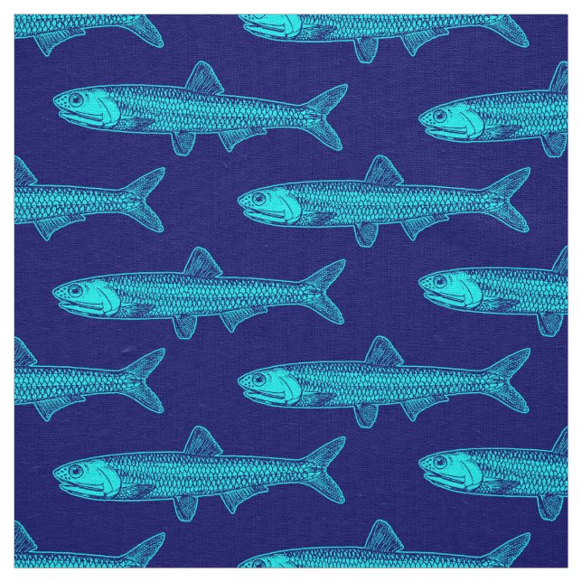 Anchovy Mönster - Cyan- och djuphavssjön Tyg (Prov)