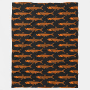 Anchovy Mönster - Orange och svart Fleecefilt