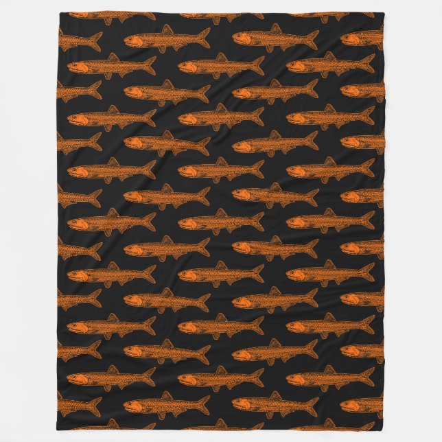 Anchovy Mönster - Orange och svart Fleecefilt (Framsidan)