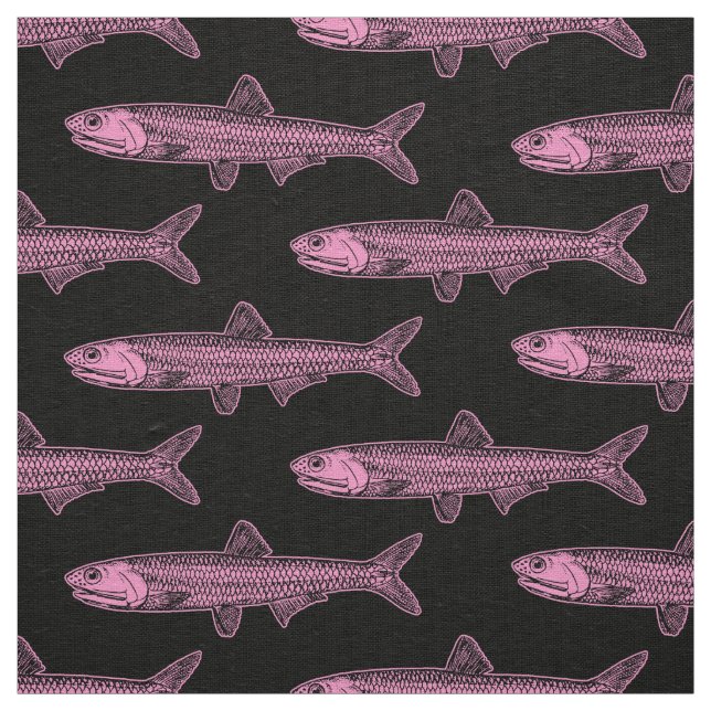Anchovy Mönster - Rosa och svart Tyg (Prov)