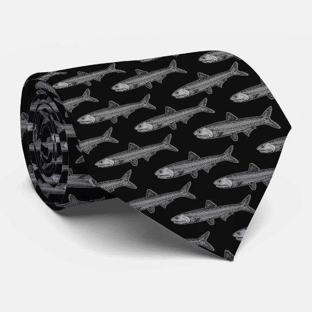 Anchovy Mönster - Svart och 30 % Grått Slips (Rullad)