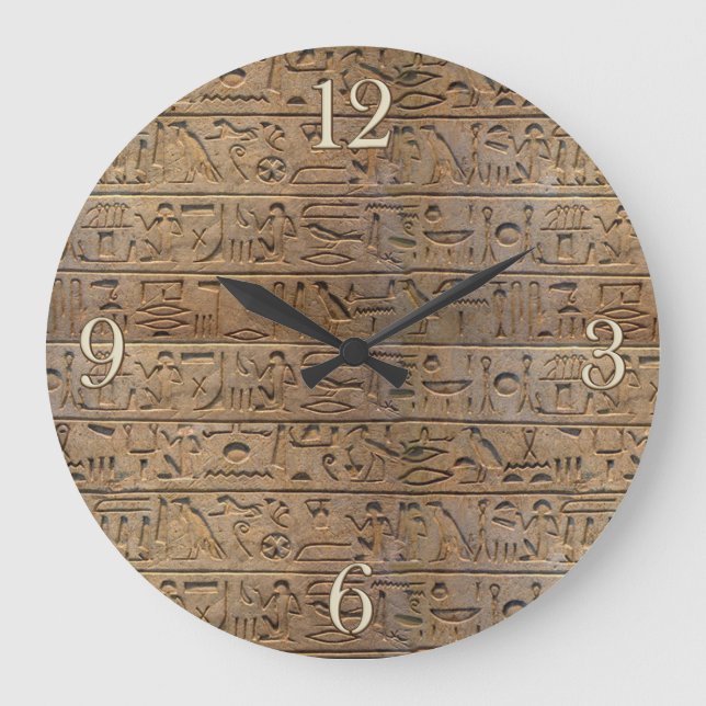 Anciella egyptiska Hieroglyphs Designer Clock Stor Klocka (Framsida)