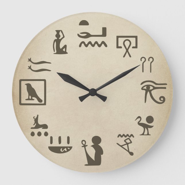 Anciella egyptiska Hierogylphics Art Stor Klocka (Framsida)