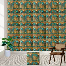 Anciella egyptiska Lotus & Hieroglyphs Tile Art Kakelplatta