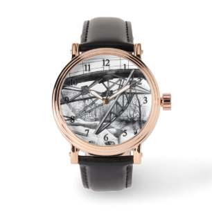 Anciella fotbollspencilart Monochrome Armbandsur