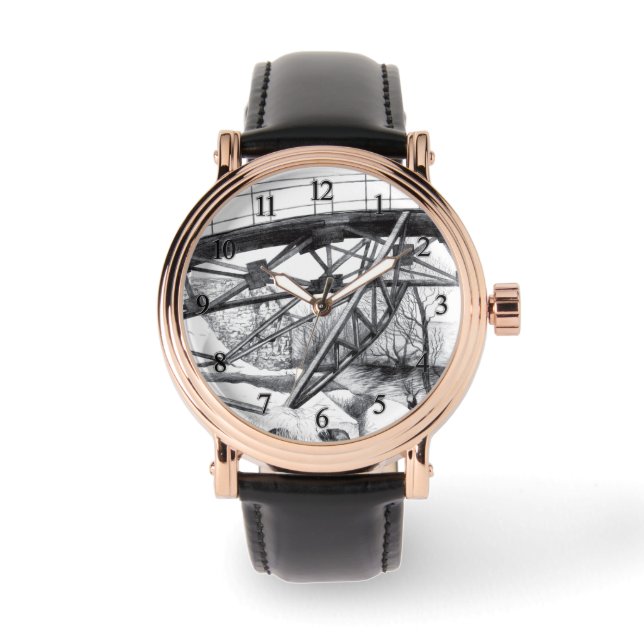 Anciella fotbollspencilart Monochrome Armbandsur (Framsida)